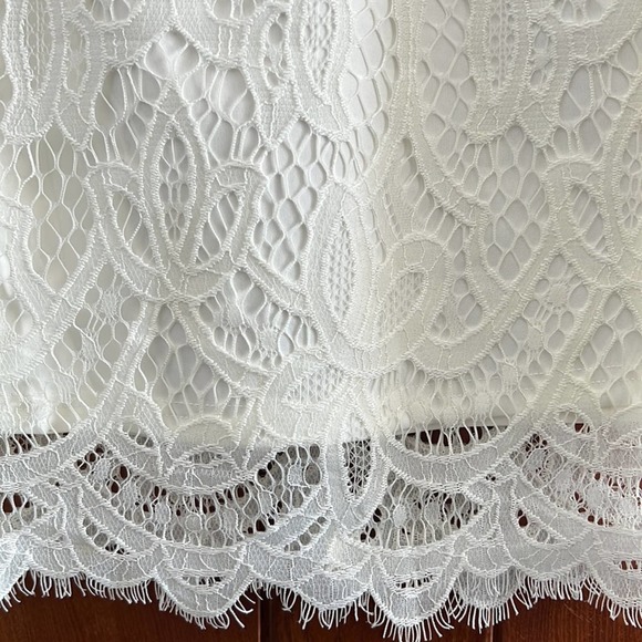 Off The Shoulder White Lace Mini Dress - Picture 5 of 10